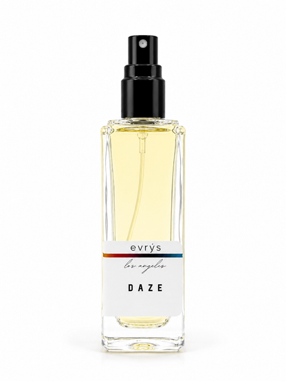 evrys Los Angeles Daze perfume bottle on a white background