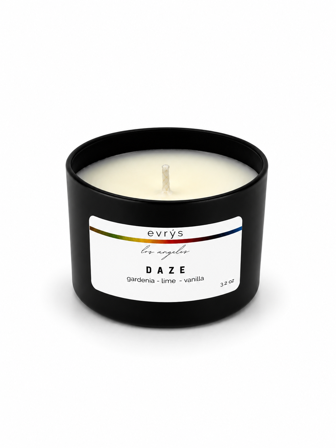 Evrys candle labeled 'Daze' on a white background