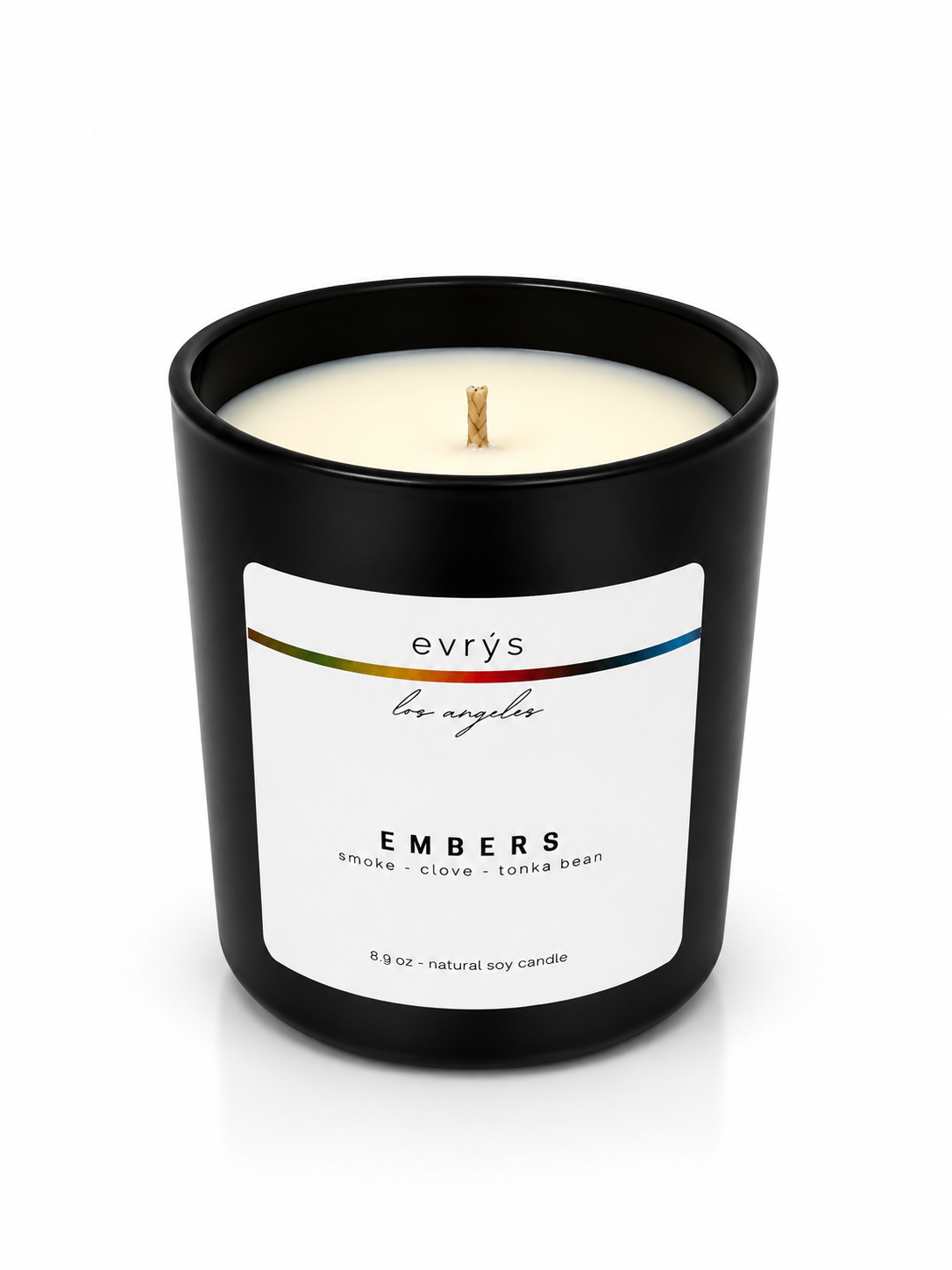 evrys Embers candle on a white background