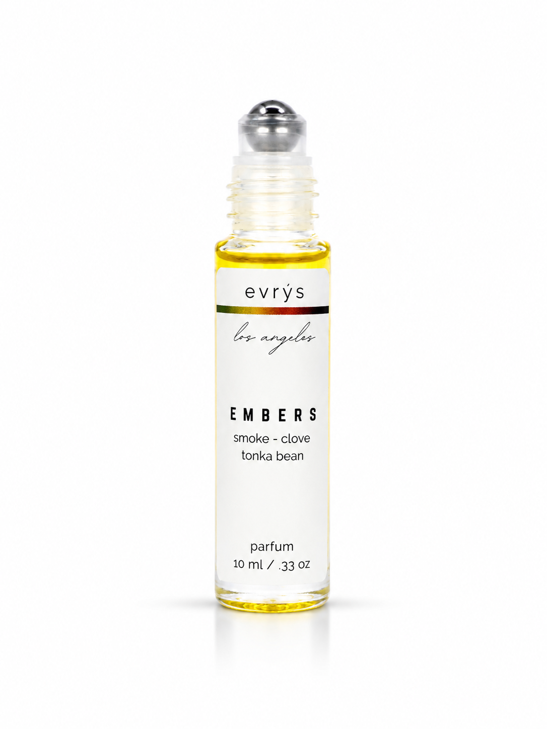evrys Los Angeles Embers oil roller perfume bottle on a white background