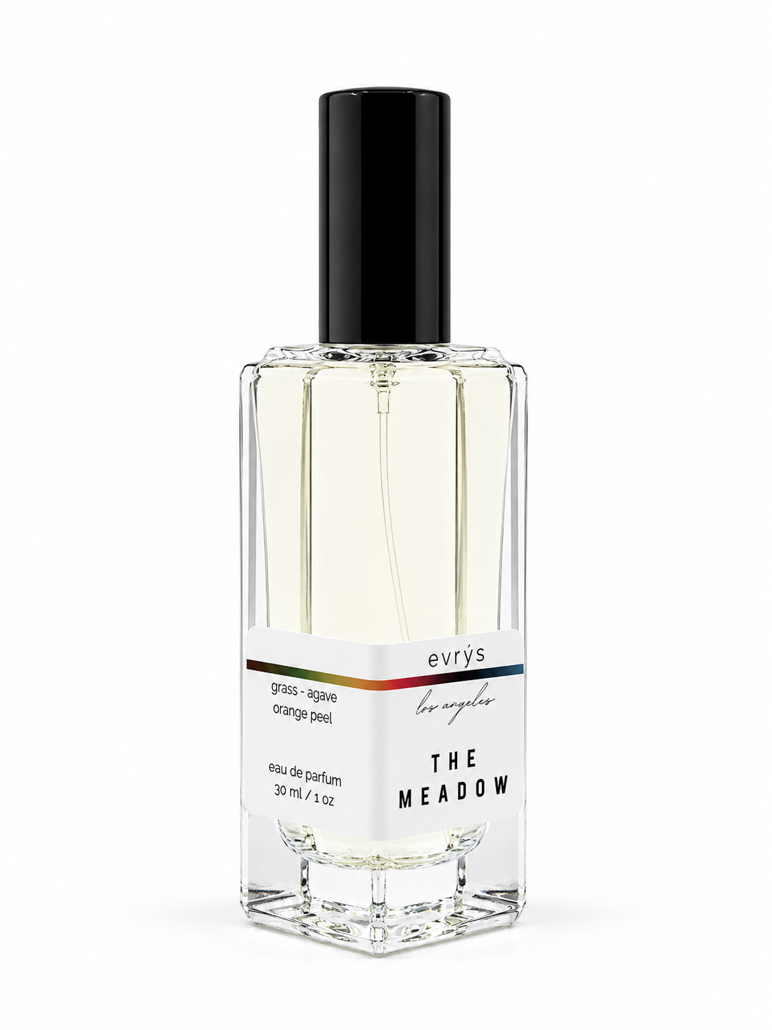 Perfume bottle labeled 'The Meadow' by evrys on a white background