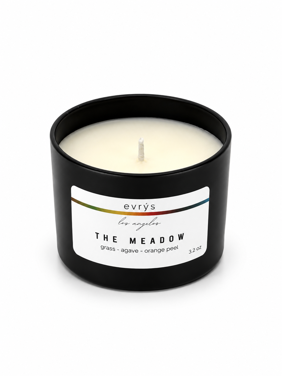 Evry's candle labeled 'The Meadow' on a white background