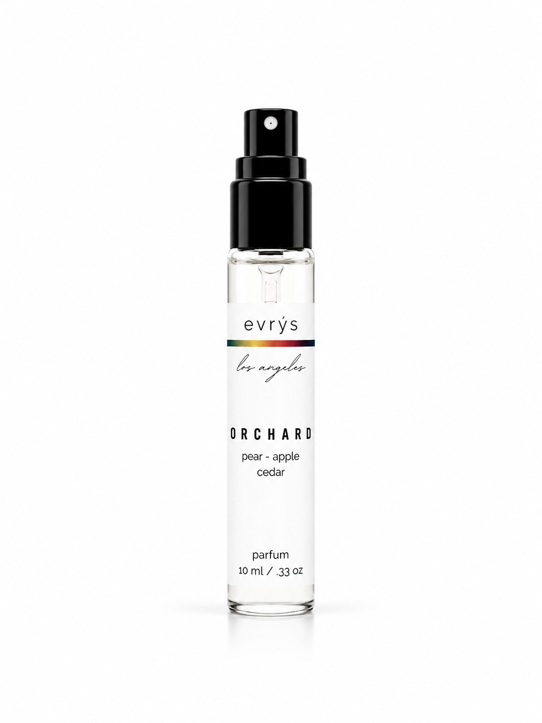 evrys Orchard perfume spray bottle on a white background
