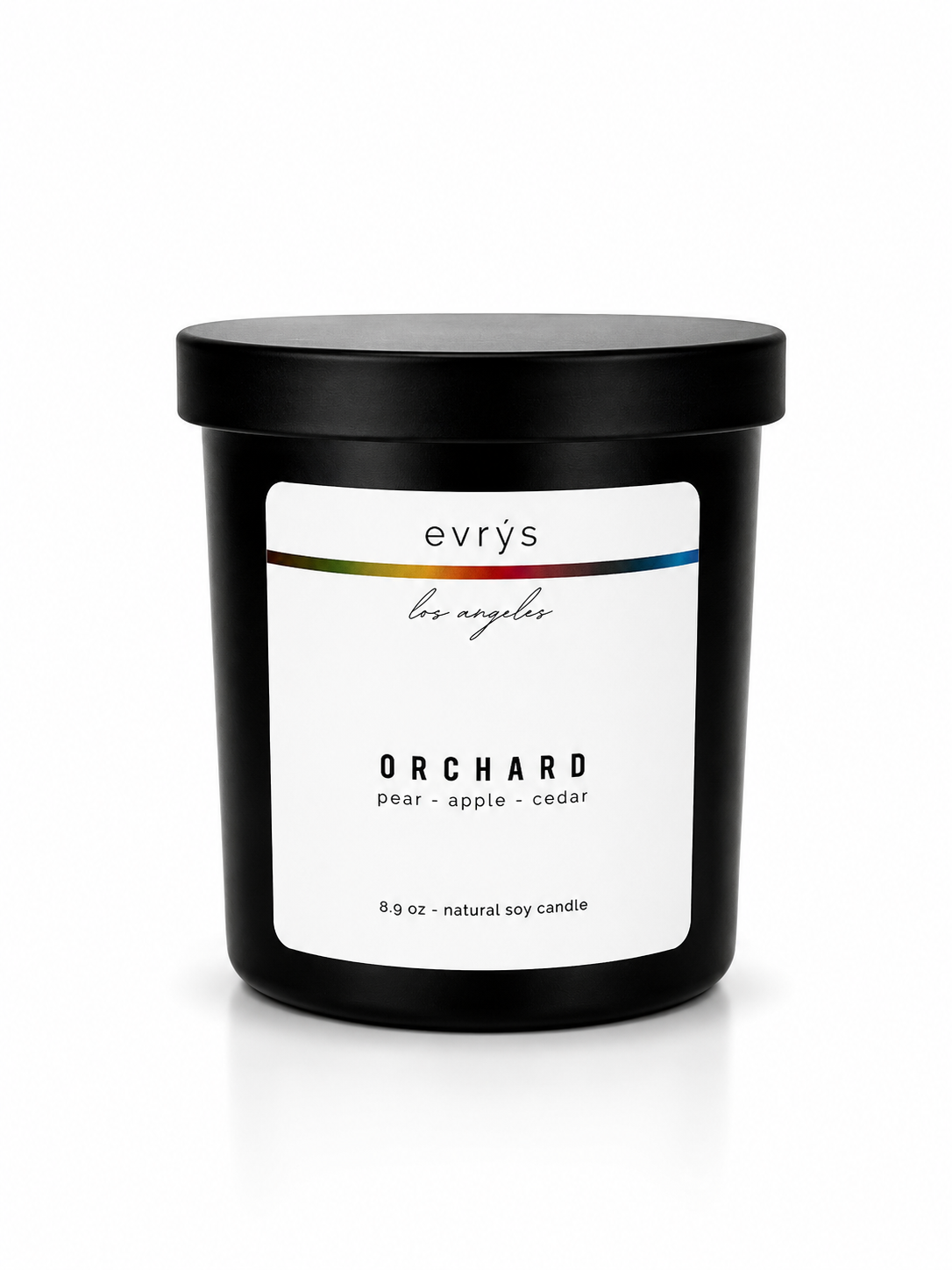 evrys candle labeled 'Orchard' on a white background