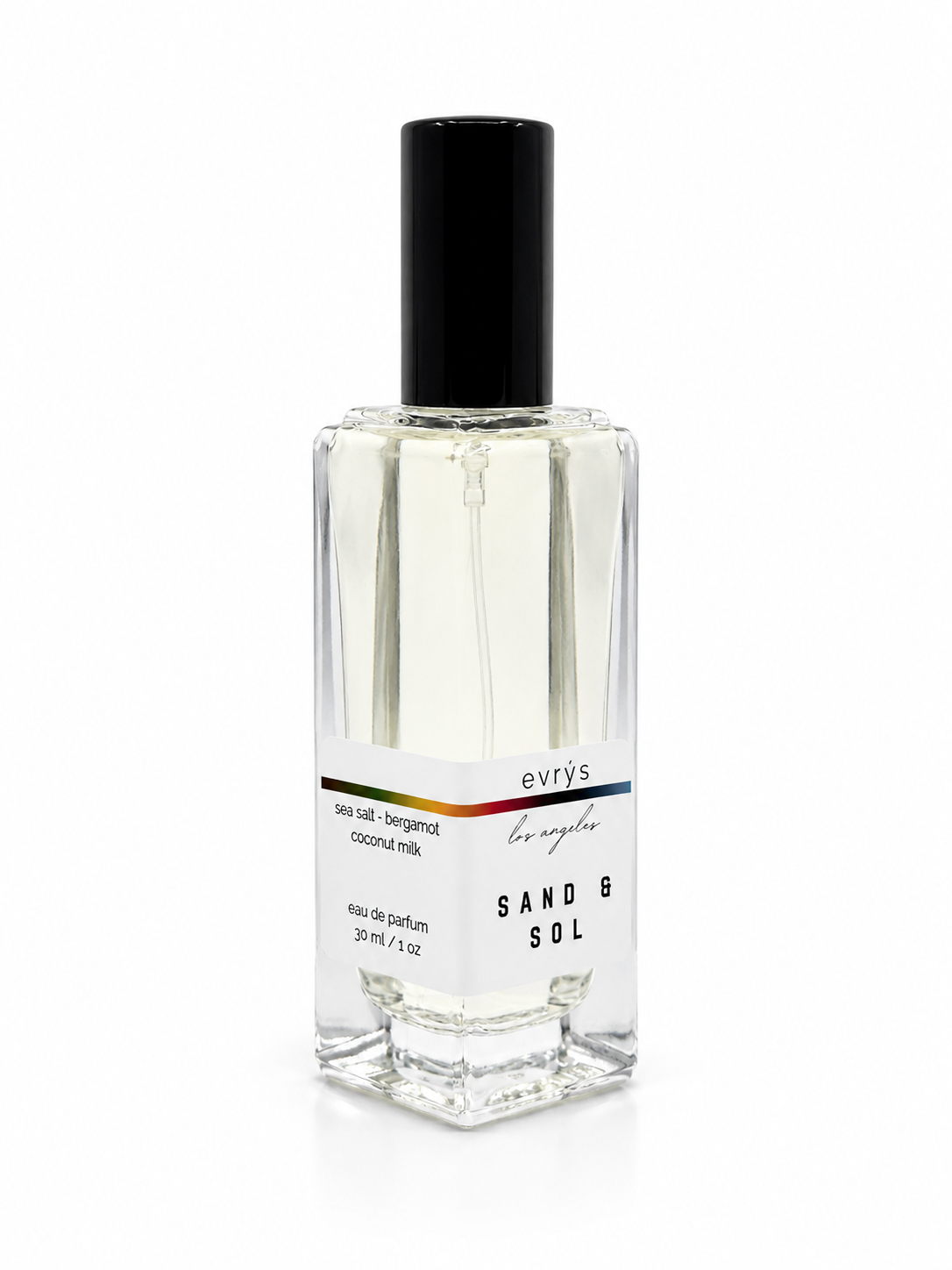 Perfume bottle labeled 'Sand & Sol' on a white background