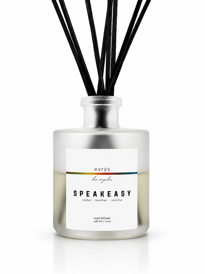 Diffuser bottle labeled 'Speakeasy' by ovrys on a white background