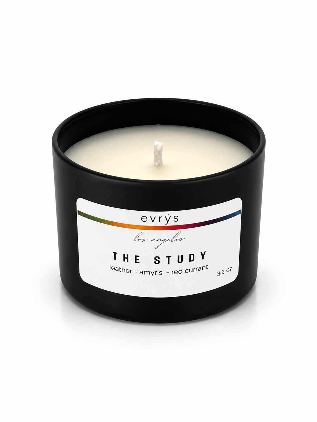 Evrys candle labeled 'The Study' on a white background